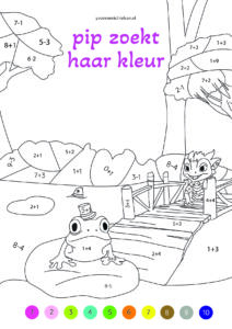 Rekenplaat_pip zoekt haar kleur Rekenplaat pip zoekt haar kleur gratis optellen en aftrekken tot en met tien