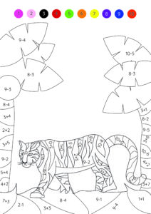 Rekenplaat optellen en aftrekken tot en met 10 Rekenplaat optellen en aftrekken tot en met 10 tijger dieren